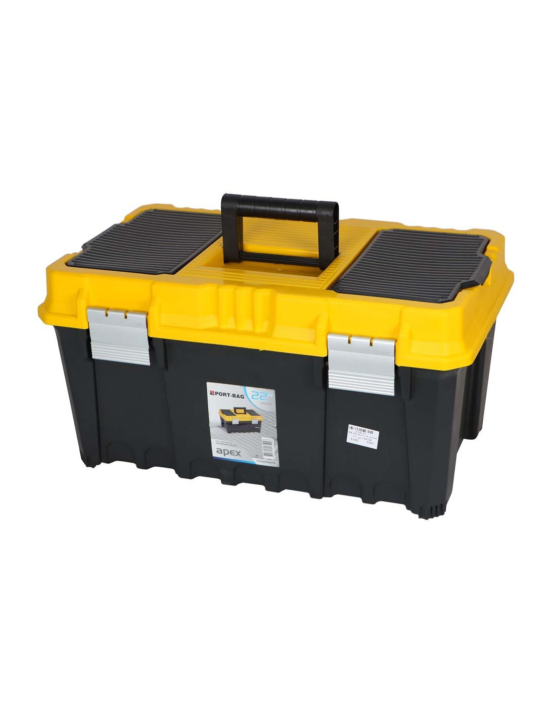 A x .04 PLASTIC TOOL BOX W/ ALUM. LATCHES 22"