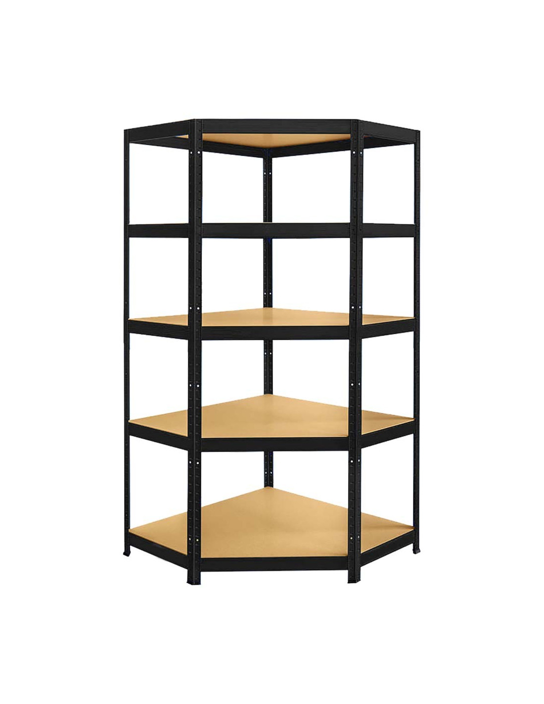 T20 CORNER SHELF WITH 5 WOOD SHELF 900 x 450 x 1800MM H.D BLACK