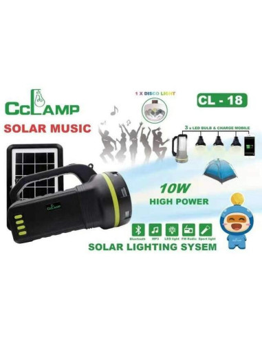 CL18 RECHARGEABLE PORTABLE TORCH LIGHT AND SPEAKER WITH SALAR PANEL
