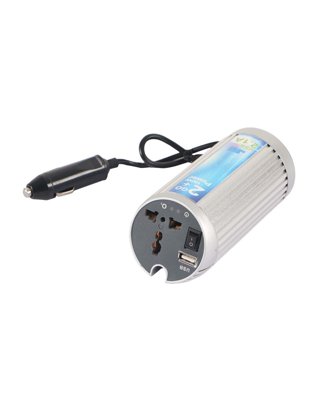 ROUND CAR INVERTER PLUGM 12V DC TO 220V AC 150W