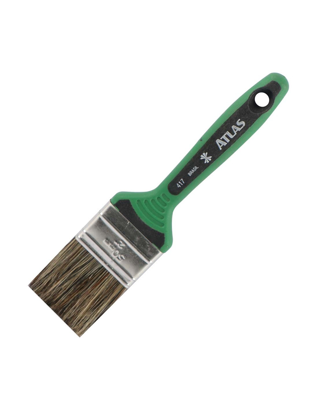 ATLAS 417 PAINT BRUSH RUBBER HANDLE GREEN 2"