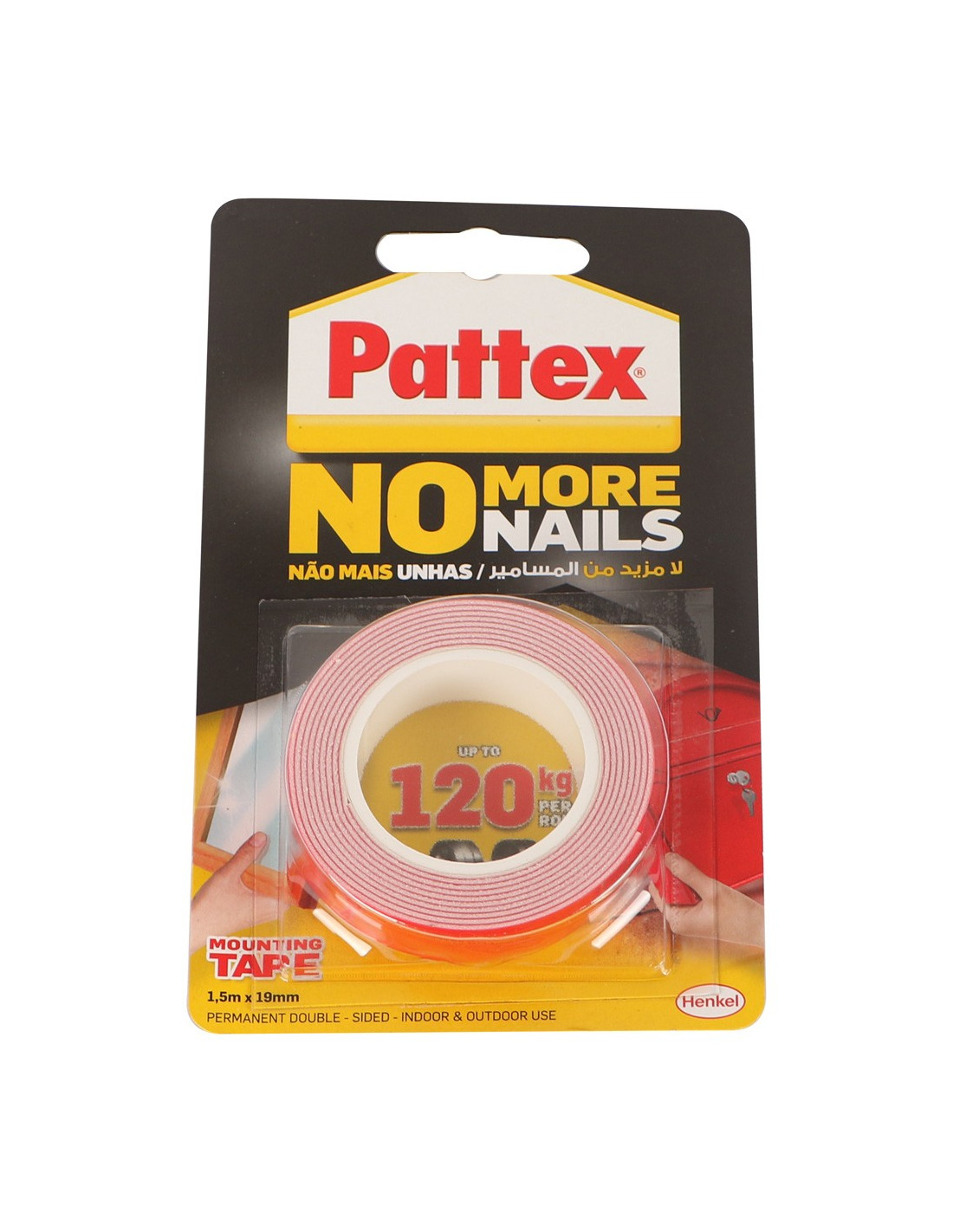 PATTEX MOUNTING TAPE 1.5M X19MM120KG