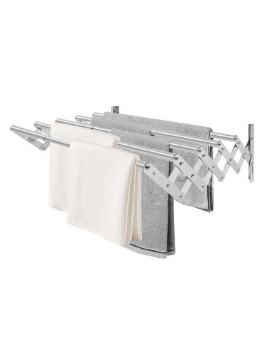 LZH-007 STAINLESS STEEL WALL MOUNTED CLOTHES DRYING 5 RODS RACK 80 X 37.5CM